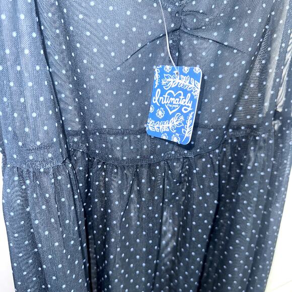 Free People Intimately Madeline Women Sz Med Navy Blue Polka Dot Slip Dress NWT - Picture 2 of 8